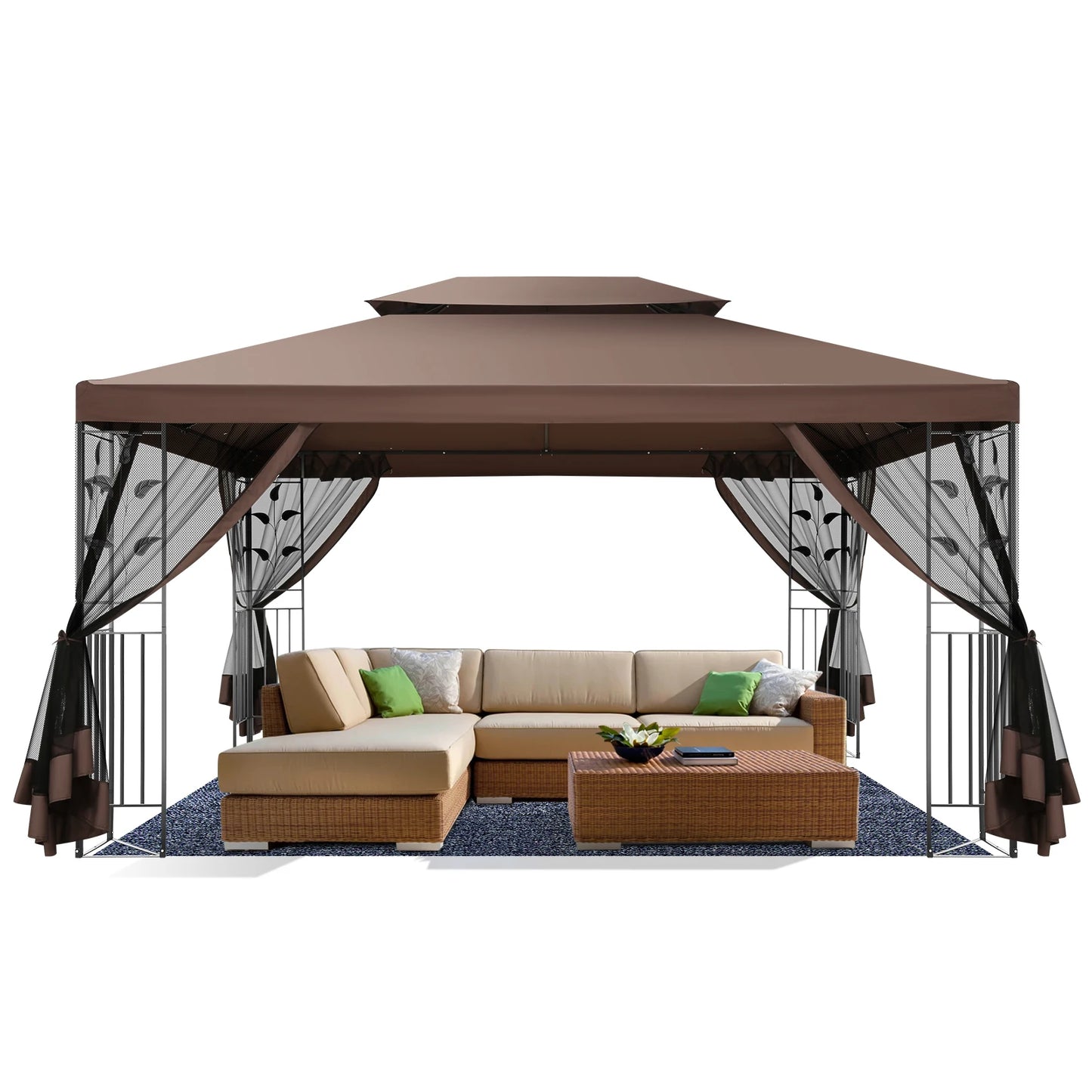 10x13 Gazebo on Clearance,Outdoor Gazebo Tent with Mosquito Netting and Ventilated Double Flat Roof,Tents for Patio,Backyard