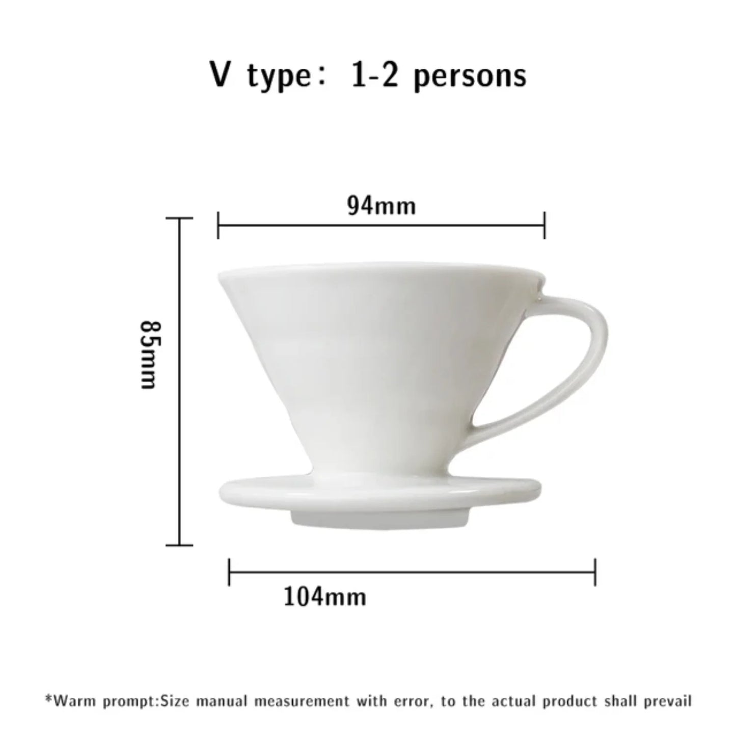 1PC V-Shaped 60 Ceramic Coffee Dripper Pour Over Cone V Shape Drip Brewing Filter Cup Coffee Maker White, 2 Cup,4 Cups