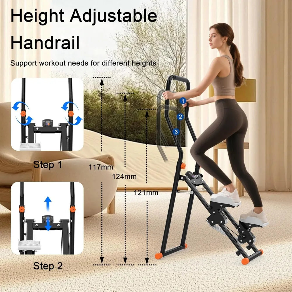 Compact Vertical Climber for Home Fitness: Full-Body Exercise Machine with LCD Display
