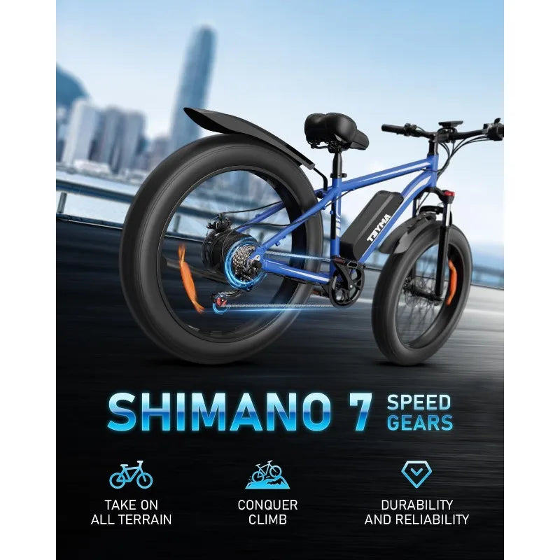 Bike for Adults Peak 1500W Electric Bicycle 48V 15AH (720WH) Battery Electric Bike 26" Fat Tire Mountain 28mph 7 S