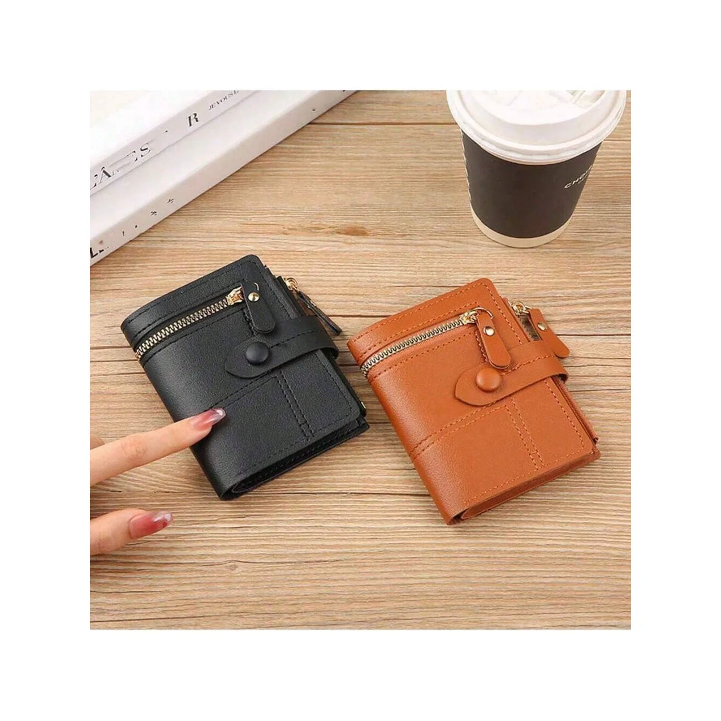 Women's Wallet With Large Capacity Snap Closure Coin Pocket, Foldable Multi-Functional Clutch Handbag With Multiple Zipper Card