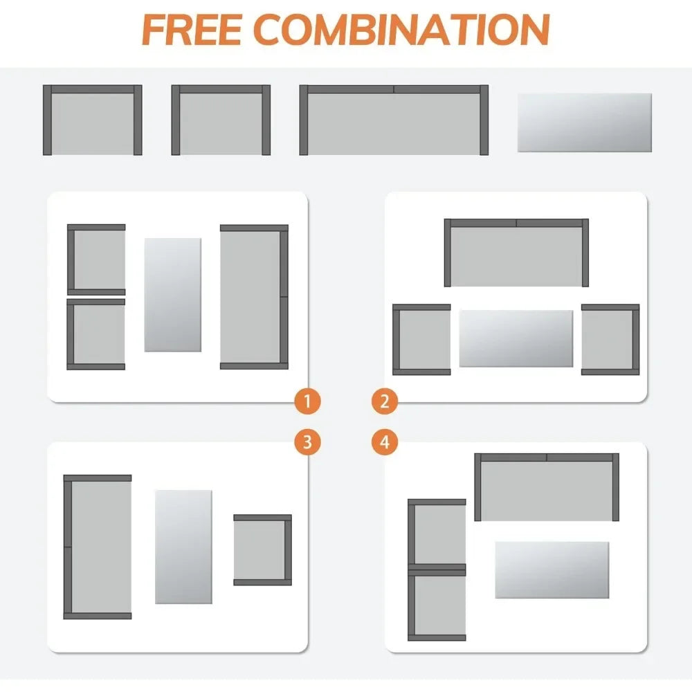 4 Piece Patio Furniture Set,Outdoor Wicker Conversation Sets,Rattan Sectional Sofa W/Coffee Table,Seat Cushions