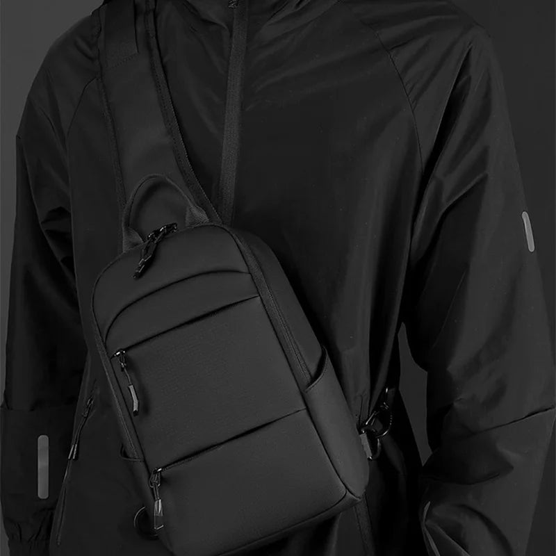 Men's Waterproof Multifunction Nylon Crossbody Shoulder Bag Messenger Chest Short Trip Travel Pack for Male