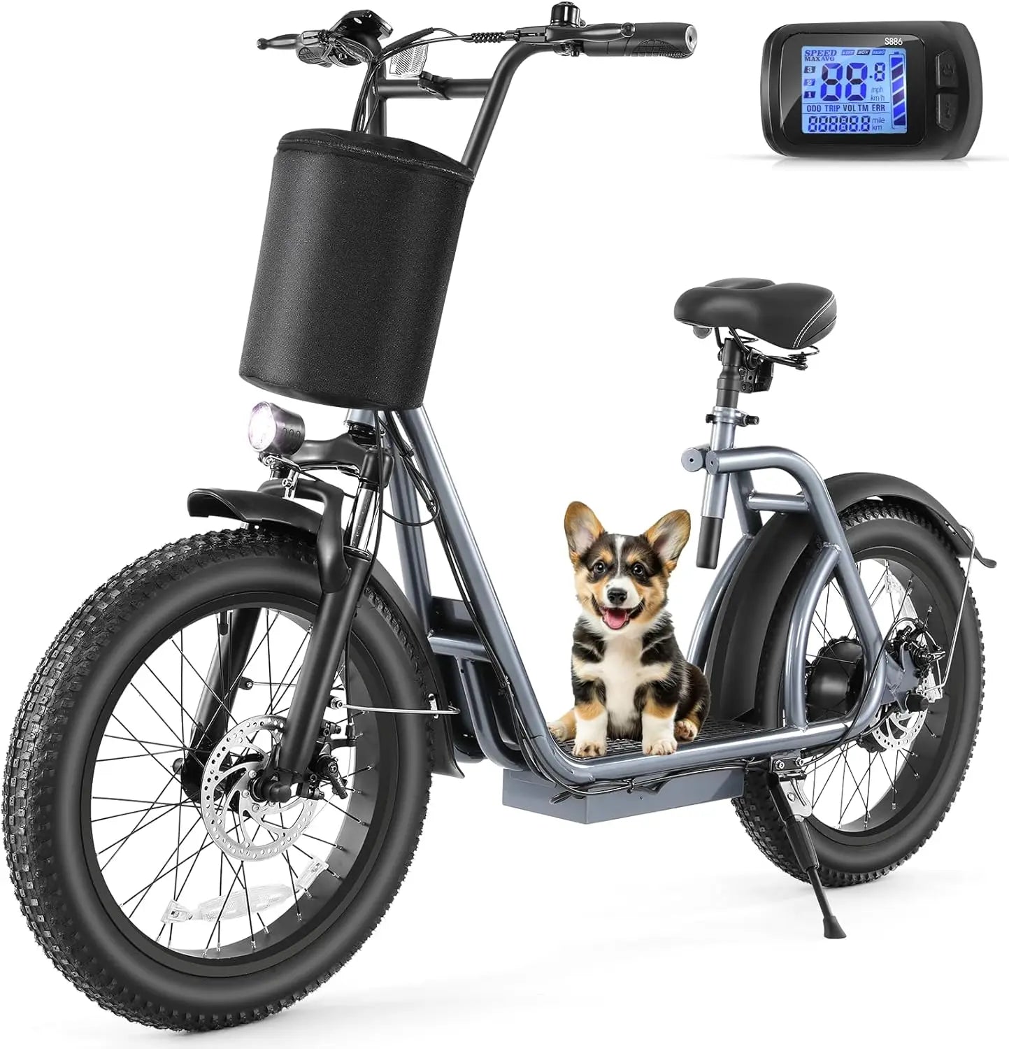 Peak 800W Foldable Electric Scooter Adults, 20" Fat Tire Electric Bike with 48V Battery, Up to 30Miles & 20MPH, Adult Electric