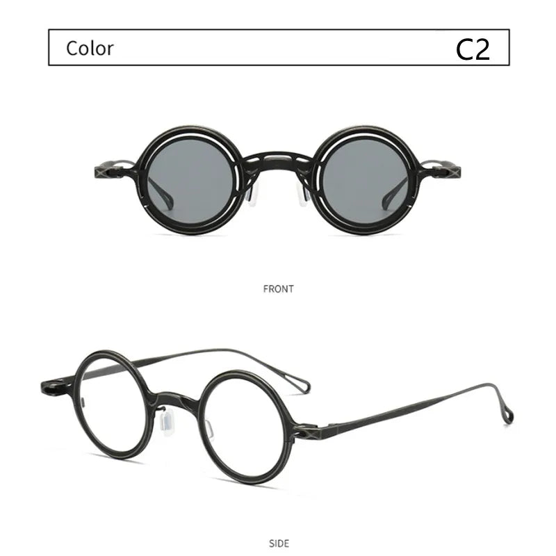 French Designer Brand Retro Round sunglasses Handmade Titanium Eyeglass Frames Men Women Eyewear With Clip Myopia Glasses Frame