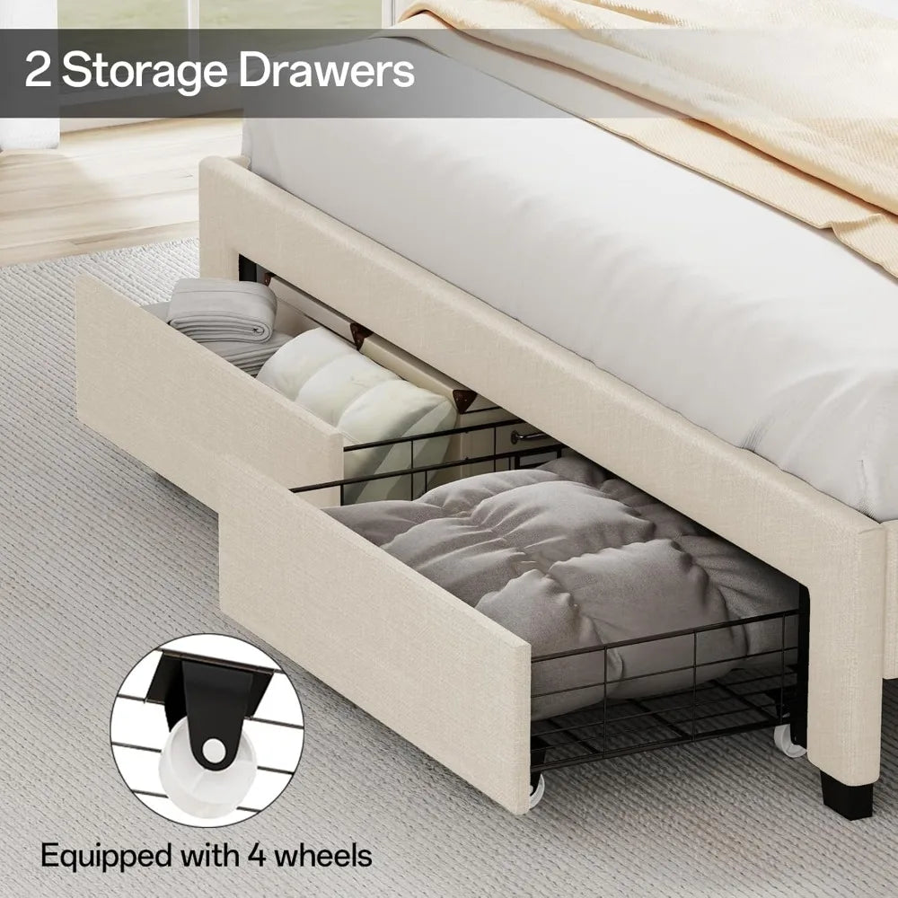 queen size bed frame with storage headboard, queen bed frame with 2 drawers, upholstered platform bed with charging station and