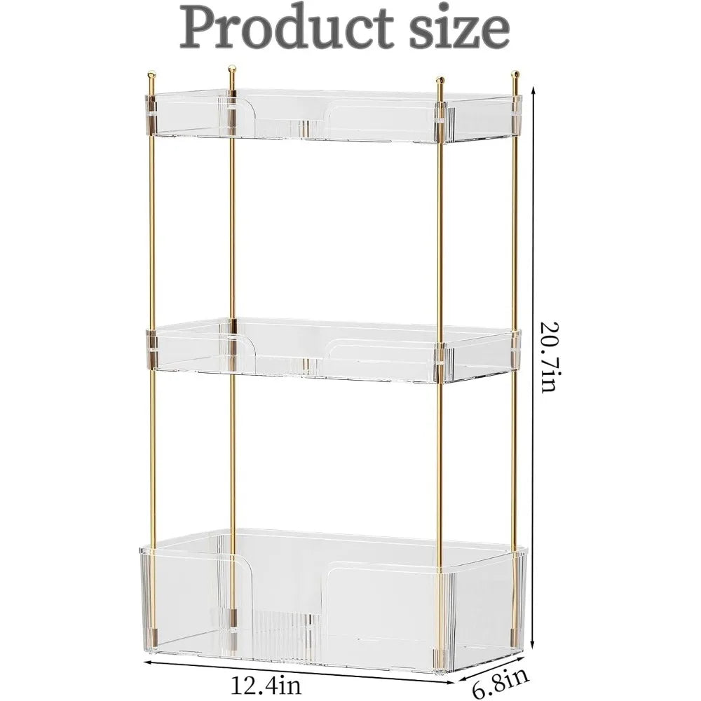 3 Tier Bathroom Countertop Organizer, Makeup Skin Care Organizer, Perfume Tray Vanity Countertop Organizer for Bathroom Countert