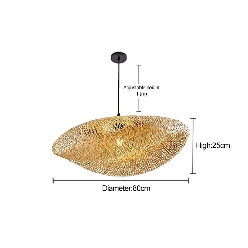 Led Pendant Lamp Ceiling Chandelier Bamboo Weaving Lights for Living Room Dining Handmade Modern Art Rattan Lampshade Restaurant