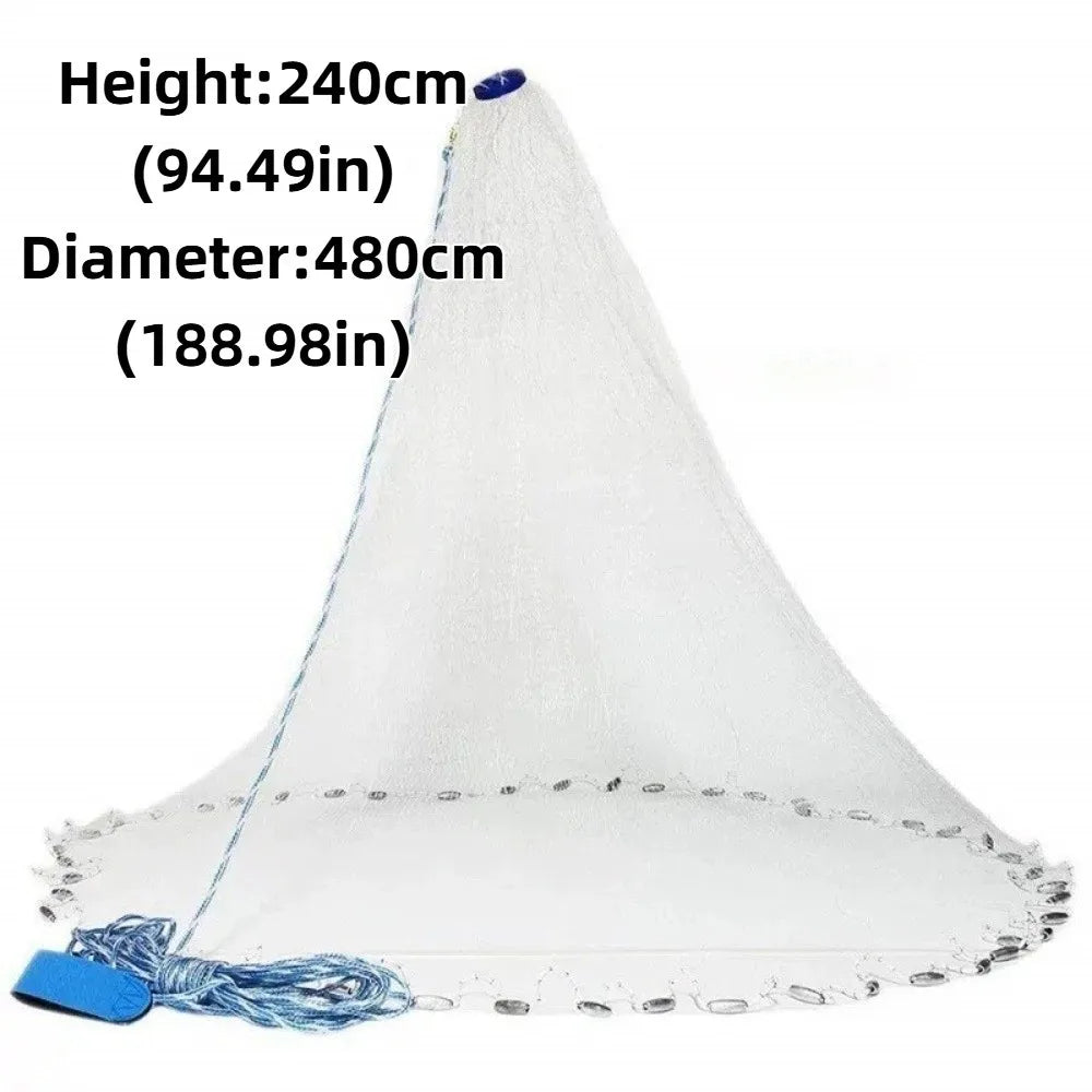 Firm No Circle American Style Fishnet Hand Cast 1 Finger Grid Fishing Net Flexible Swivel 4.8m Cast Fish Net Fishing Accessories