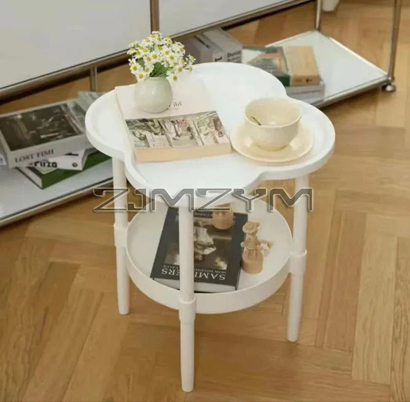 Small tea table, with leg seat, casual white, save space, very suitable for dormitory, living room, bedroom