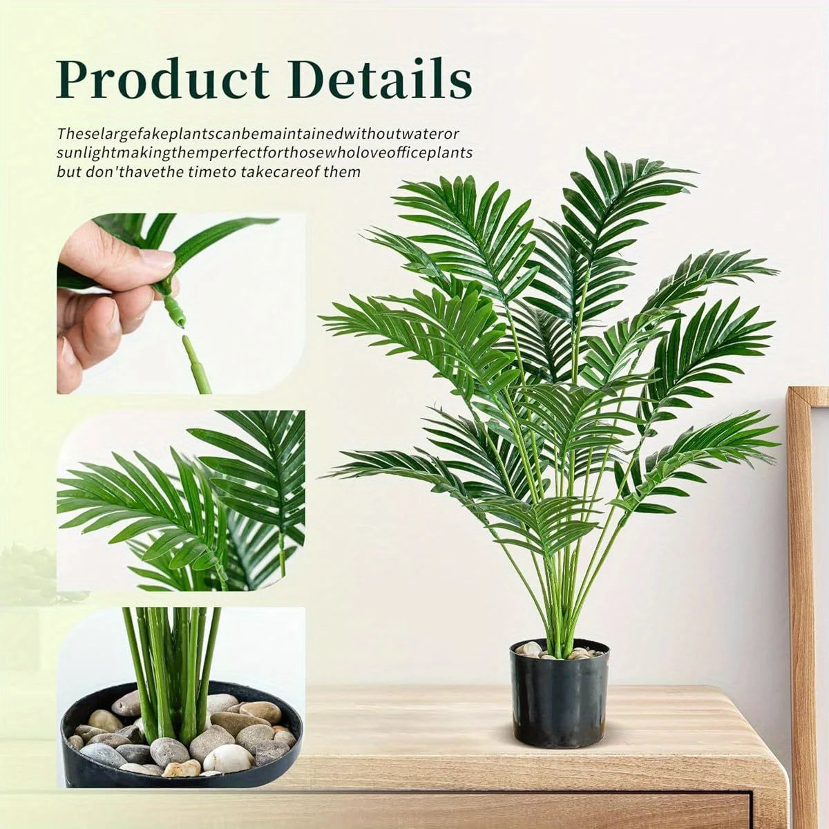 110CM 18Leaves Large Artificial Palm Tree Tropical Fake Plant Green Plastic Palm Leaf Branches Suitable for Home Garden Deco