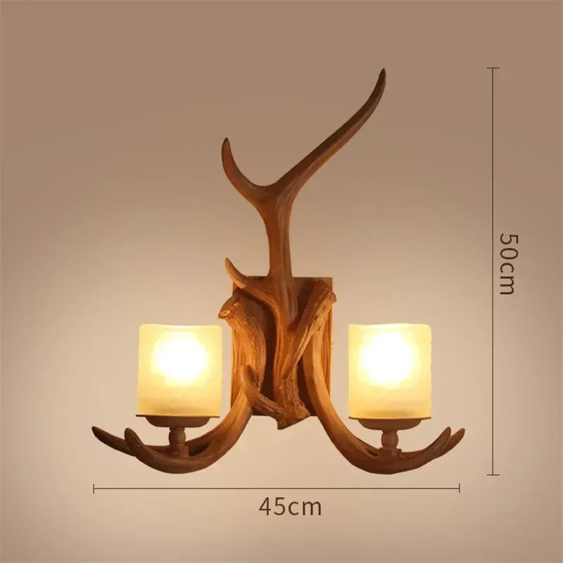 Retro Deer Horn Wall Lamp Living Room Bar Creative Deer Decoration Wall Lamp Hallway Bedroom Dining Room Dining Lighting