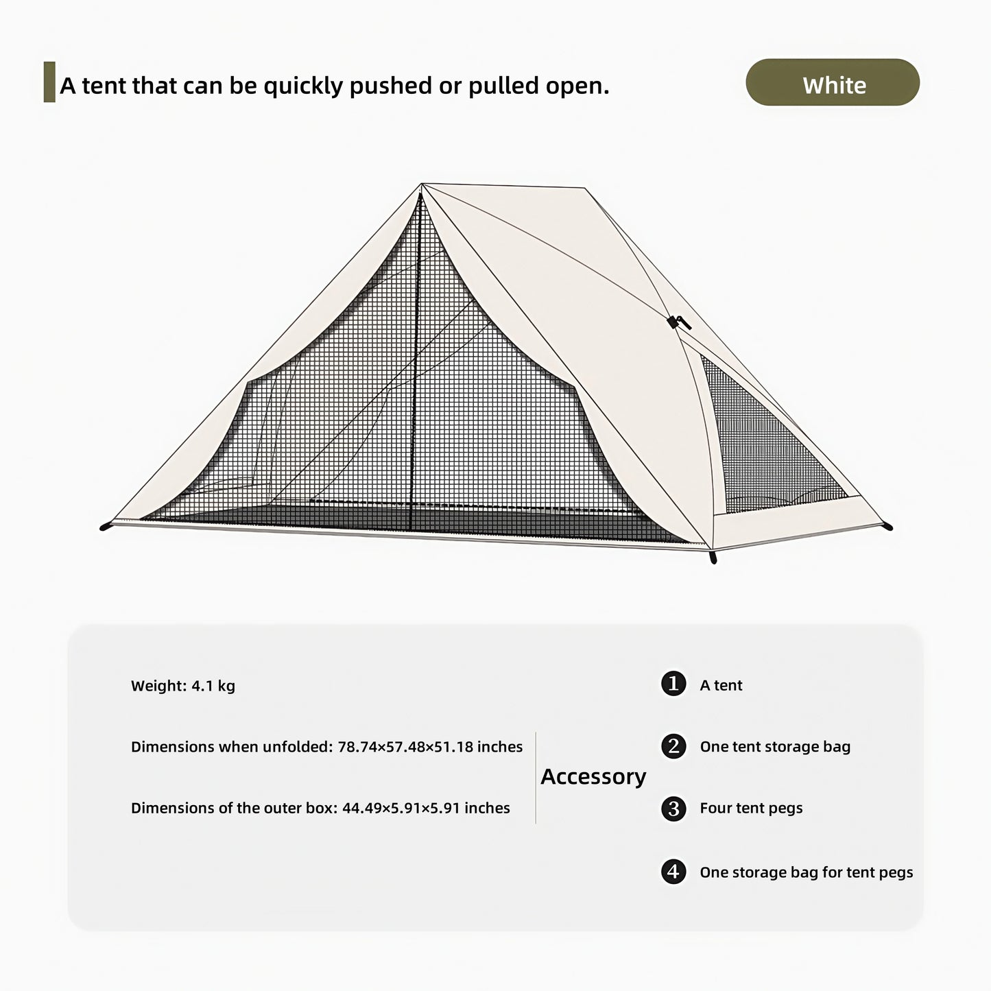 Camping Tent Beach Tent 3-4 Person Family Foldable Shelter Waterproof Automatic Setup For Camping Hiking Traveling