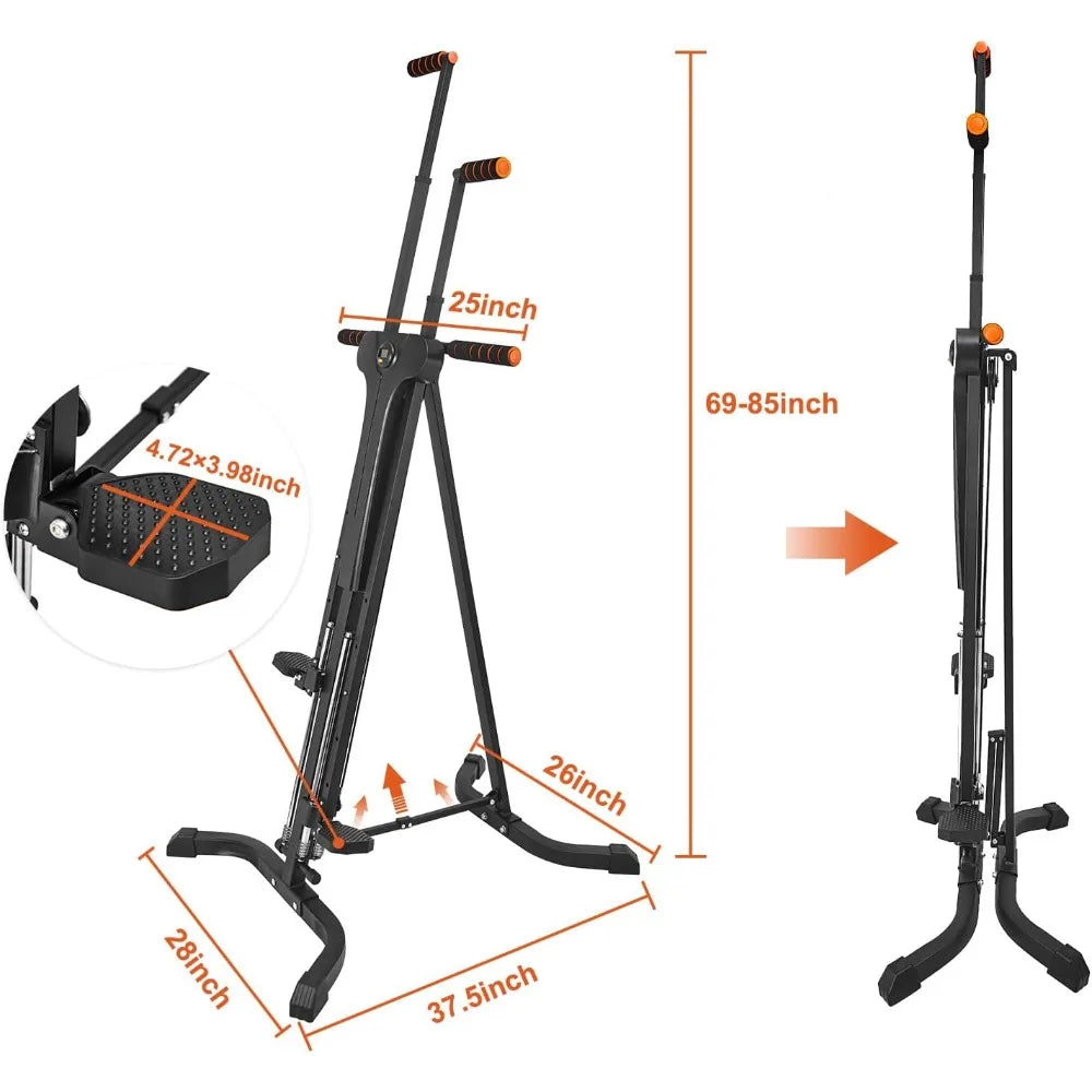 vertical climber exercise machine for home gym with 4 metal guide rails folding exercise climber cardio workout machine 5-level