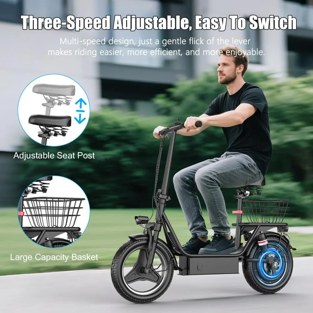 Electric Scooter for Adults, 650W/1000W Peak Motor, 20-25 MPH and 25/35Miles Long Range, 14" Foldable Commuting Electric
