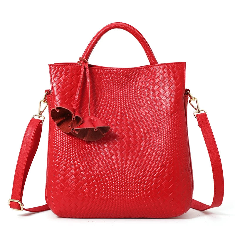 Aidrani Genuine leather fashion women's handbag large capacity luxury weaving patterns 100% soft cowhide bag