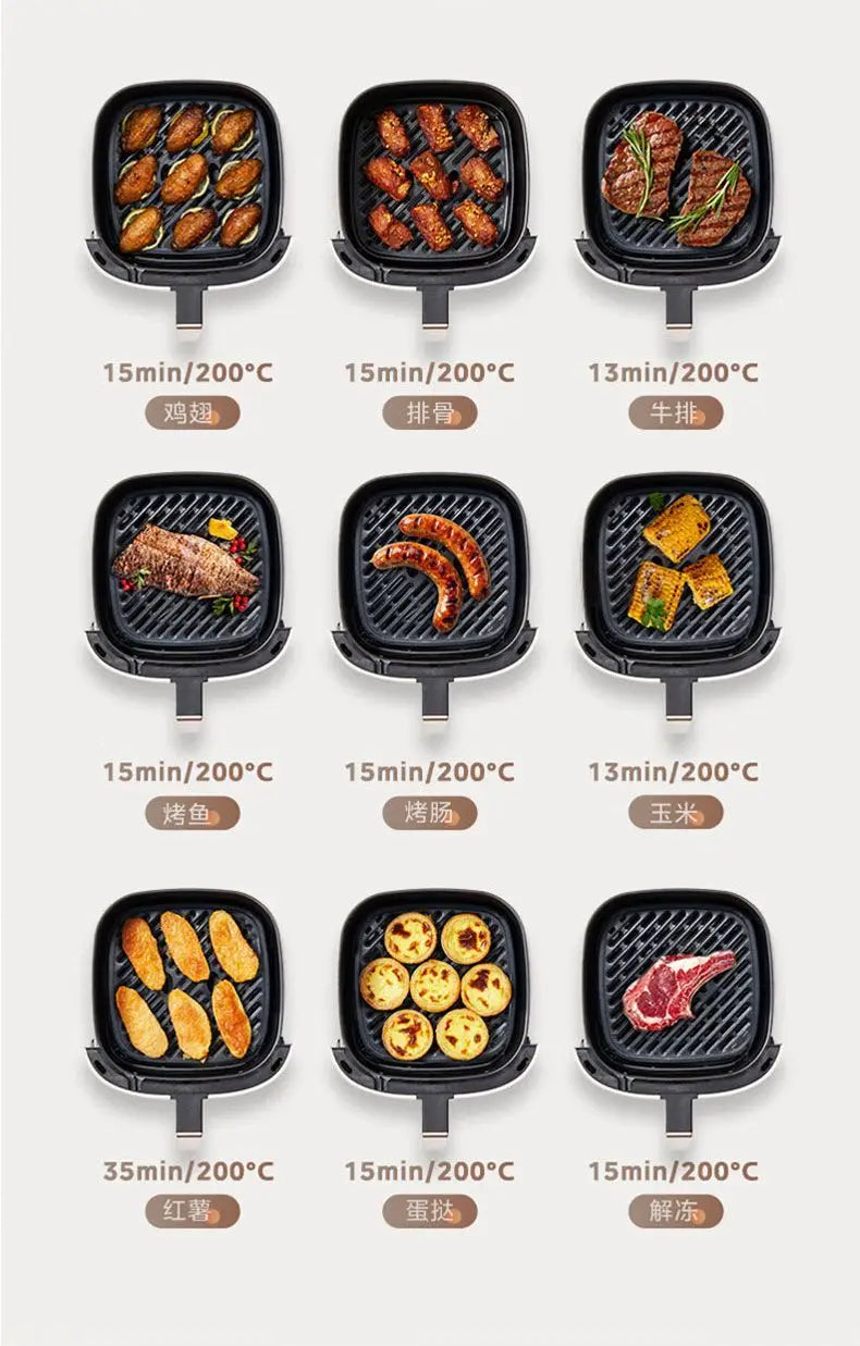 Midea Air Fryer 5L Large Capacity Flip-Free Full Metal Liner Smart Full Screen Touch Smart Air Fryer