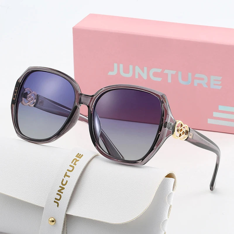 JUNCTURE Polarized Women Sunglasses Fashion Cat Eye Sun Glasses Big Frame Purple Gradient Lady Glasses Sunglasses for Women