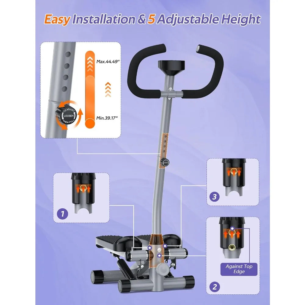 Home Fitness Stair Stepper with Handlebar and Resistance Band