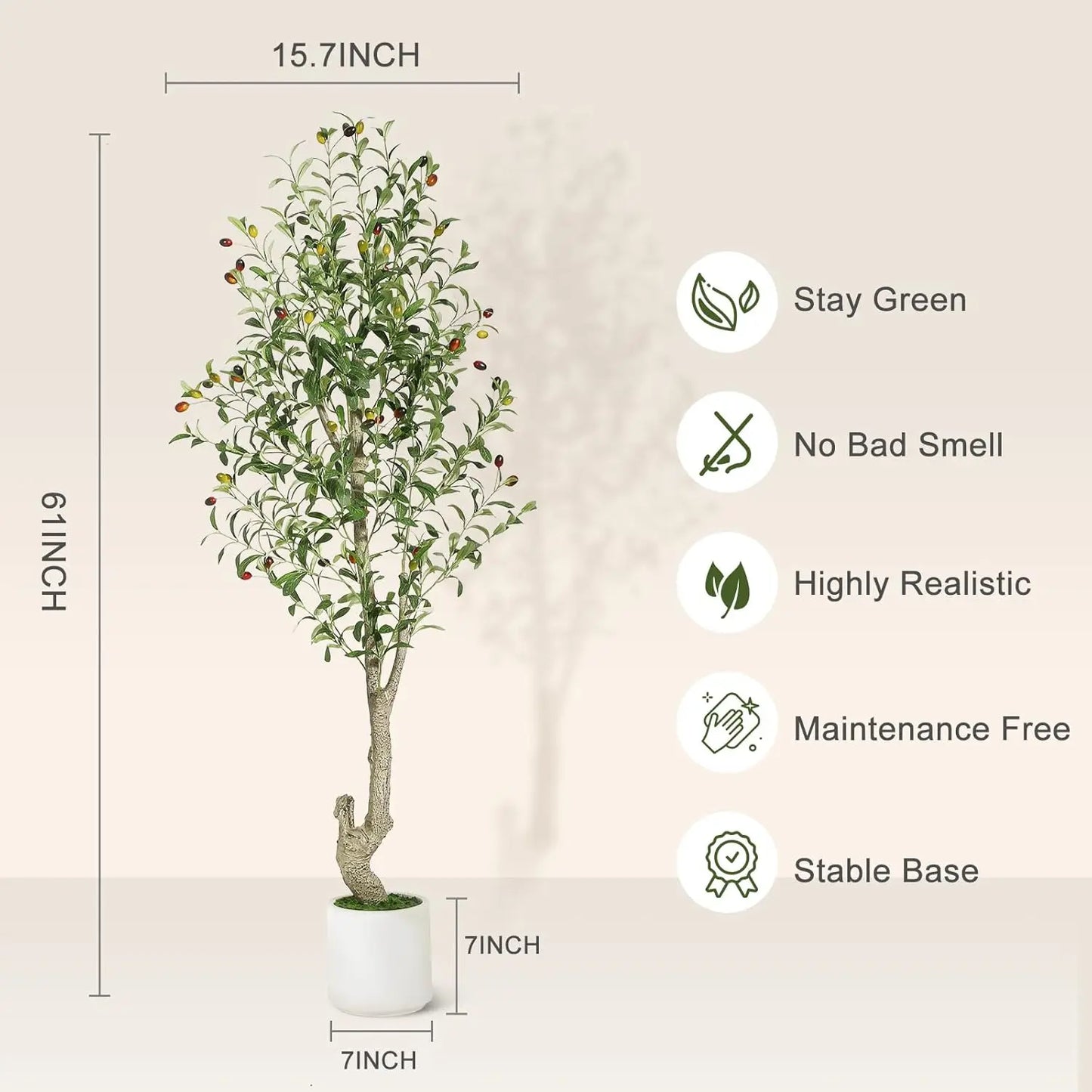 1-2pcs Artificial Olive Tree with White Planter & Fruits, Realistic Faux Indoor/Outdoor Plant, 5-7ft Tall Fake Tree for Home