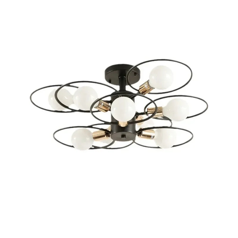 Nordic Iron Ceiling Lamp Multiple Heads Chandelier Living Room Suspend Master Bedroom Hanging Home Lighting Fixtures Lustre Lamp