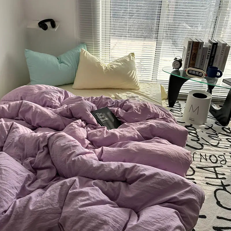 Ins Bedding Simple Four Piece Set Bed Sheets Are Skin Friendly and Comfortable, Suitable for Home Use