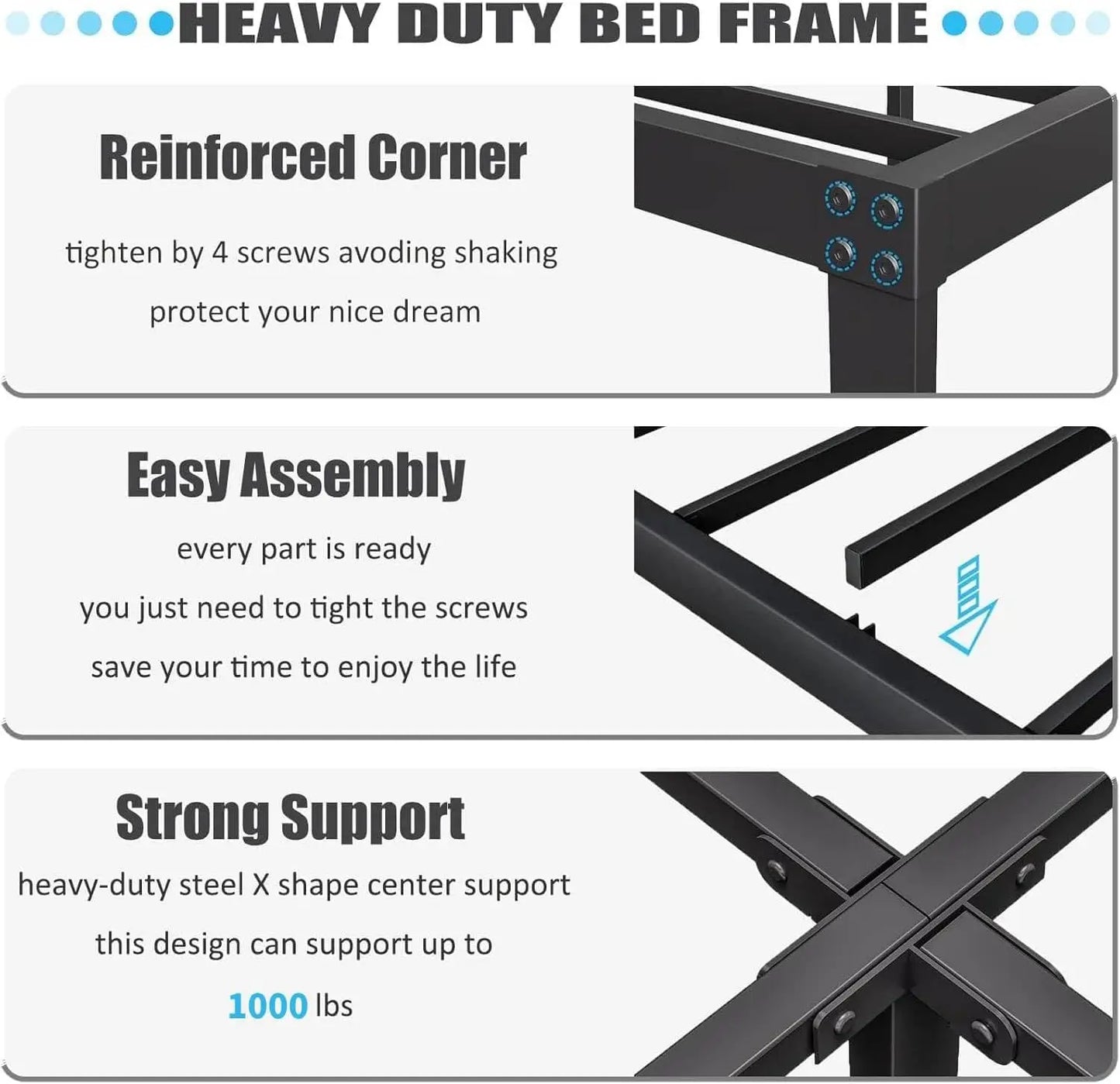 Twin Size Bed Frame with Headboard, 1000LBS Heavy Duty Platform Mattress Foundation/Box Spring Replacement - 18 Inch