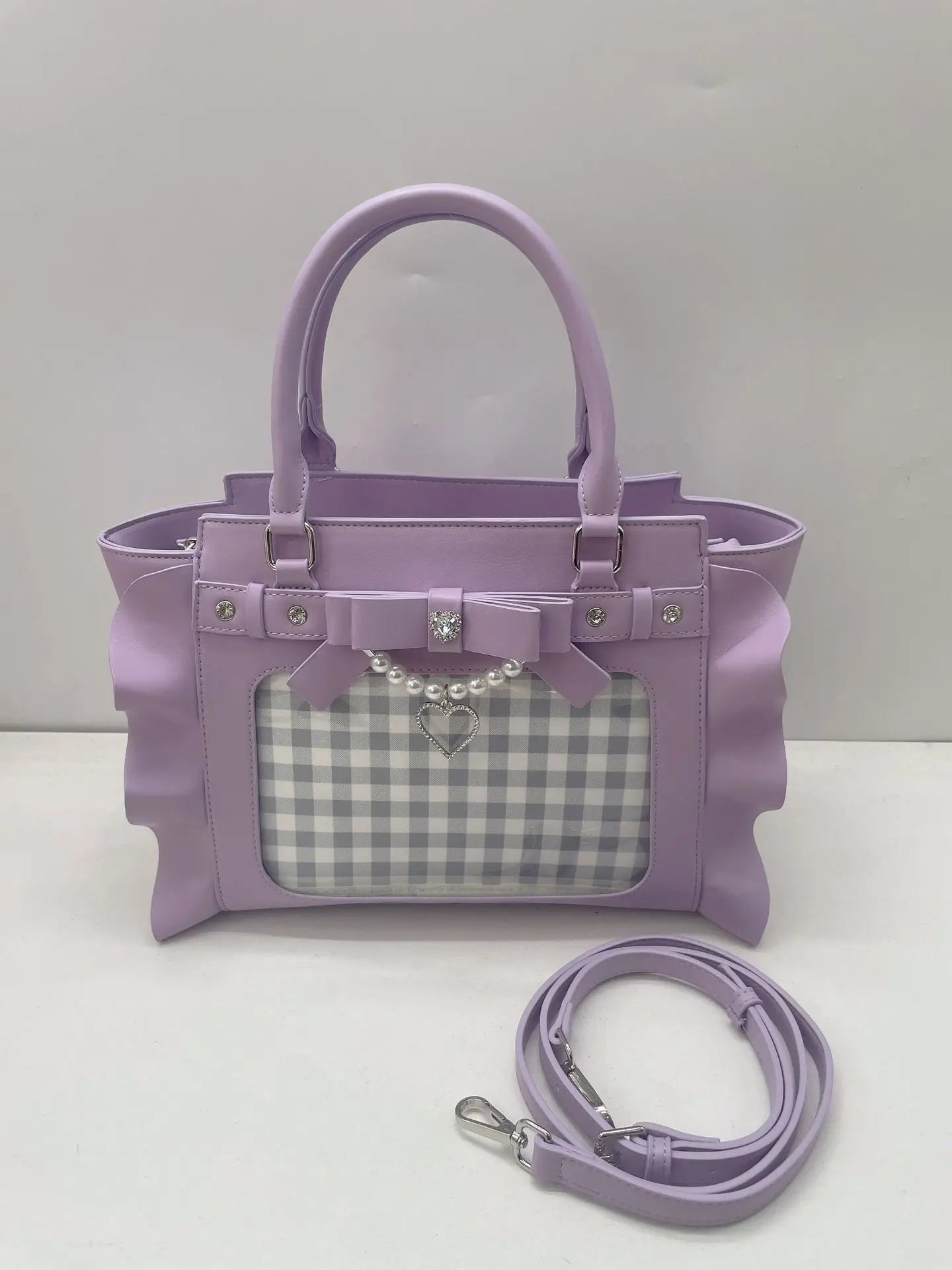 Harajuku Square Pink Ita Bag Women New Japanese Pearl Handle Messenger Bag Wallet Female Sweet Cute Crossbody Bags Aesthetic