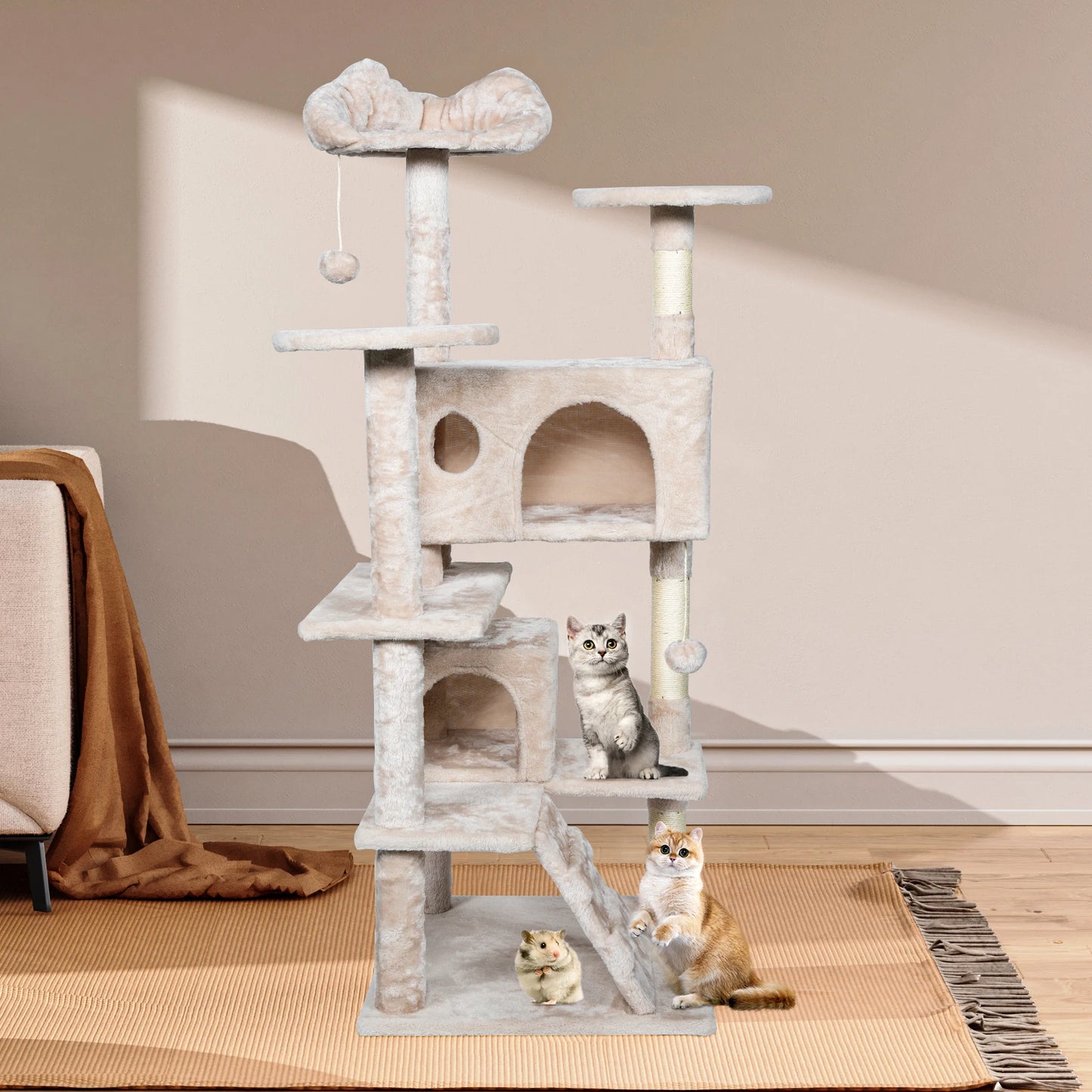 Passerscat Cat Tree House Cat Tower For Indoor Multi-Level Cats Condos With Scratching Posts Padded Top Perches Cat Pet Products