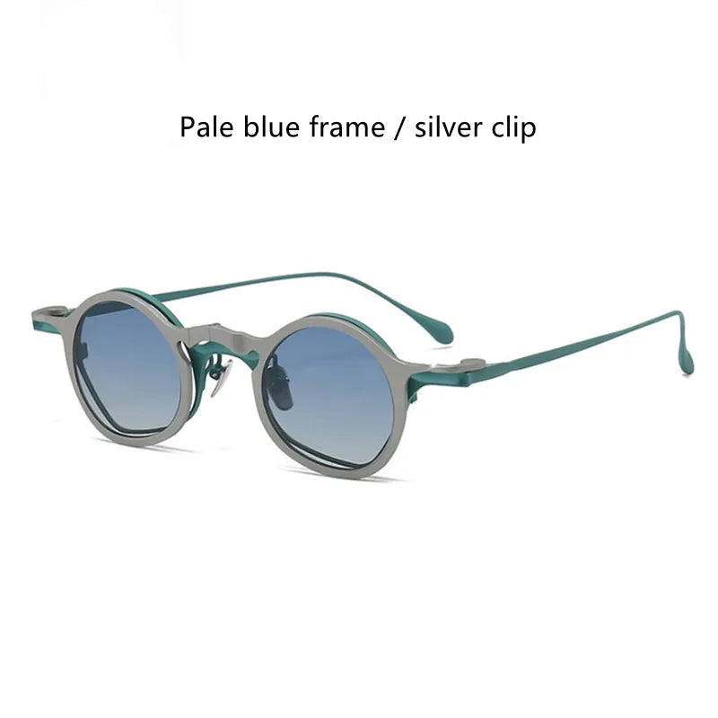 Top Quality Pure Titanium With Magnet Clip On Sunglasses Glasses For Men Women Ultra Light France Designer Round Eyewear Frame