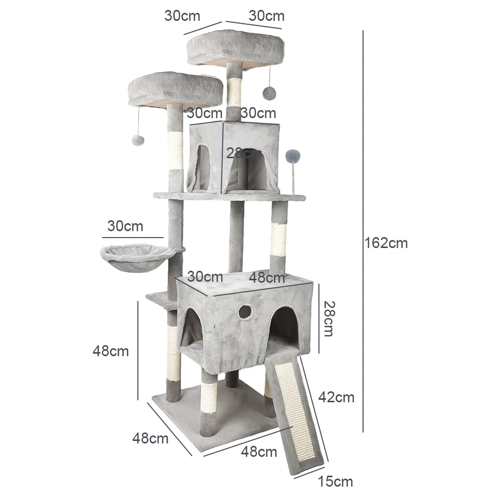 Cat Tree with Toy Cat Tower Condo for Indoor Cats Cat Tree House with Sisal Scratching Posts Plush Perch Cozy Hammock