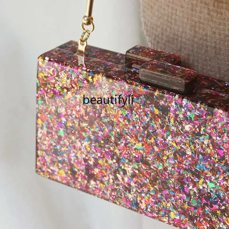 L11 yj Fashionable All-Match One-Shoulder Crossbody Bag Colorful Sequined Acrylic Bag Light Luxury Portable Handbag