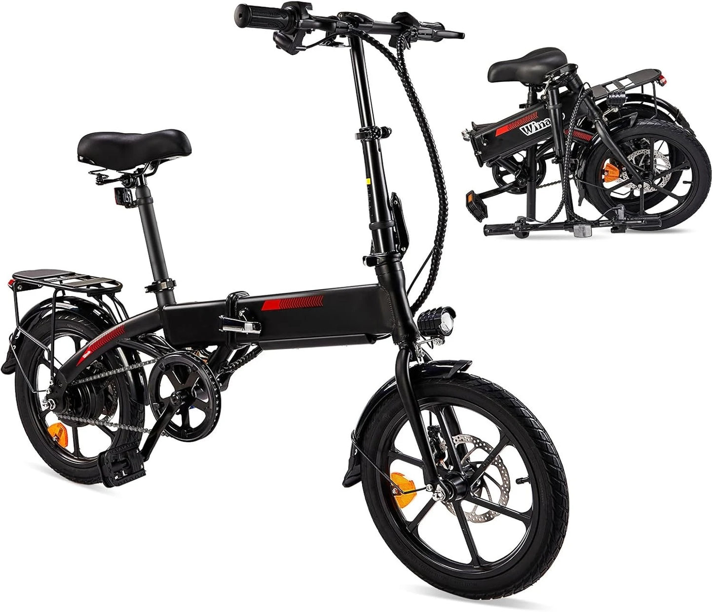 16" Electric Bike for Adults, Folding E-Bike 350W Motor with Dual Disc Brakes, Max Range 35Miles(Pedal-Assist) & Speed 15.5Mph