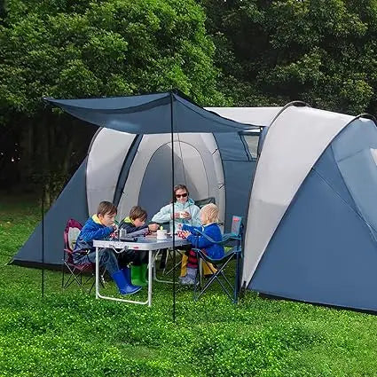 Family-Sized Weatherproof Camping Tent with Porch and Rainfly, 2-Room Easy Setup Shelter for Outdoor Living