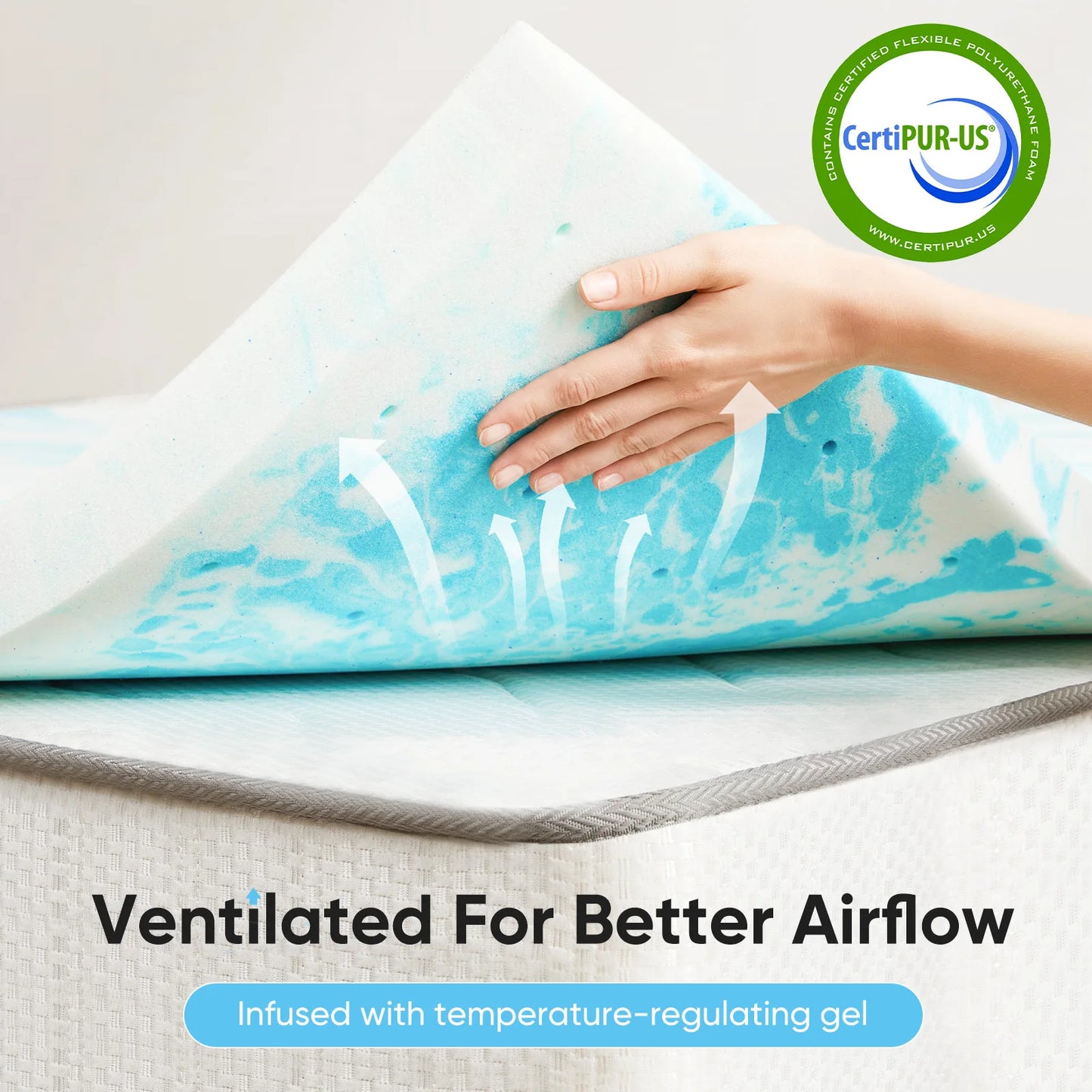 JHK 3 Inch Gel Memory Foam Mattress Topper Full Size Cooling Mattress Soft and Breathable Bed Topper School Bedroom Furniture