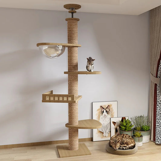 Cats get Floor Solid wood Cat Tree House Climbing Pets Furniture Kitten Trees multi-layer Cat Climbing Indoor boy