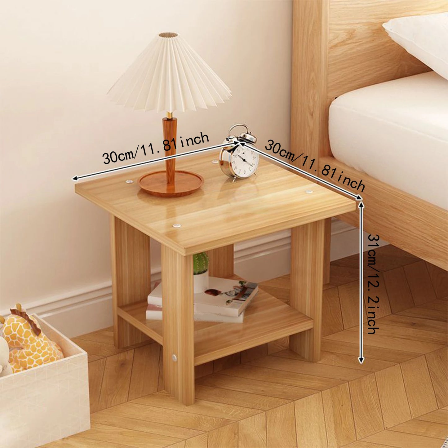 Wooden Double Layers Bedside Rack Simple Tea Table Side Table For Table Sofa Side Table Home Living Room Versatile Modern
