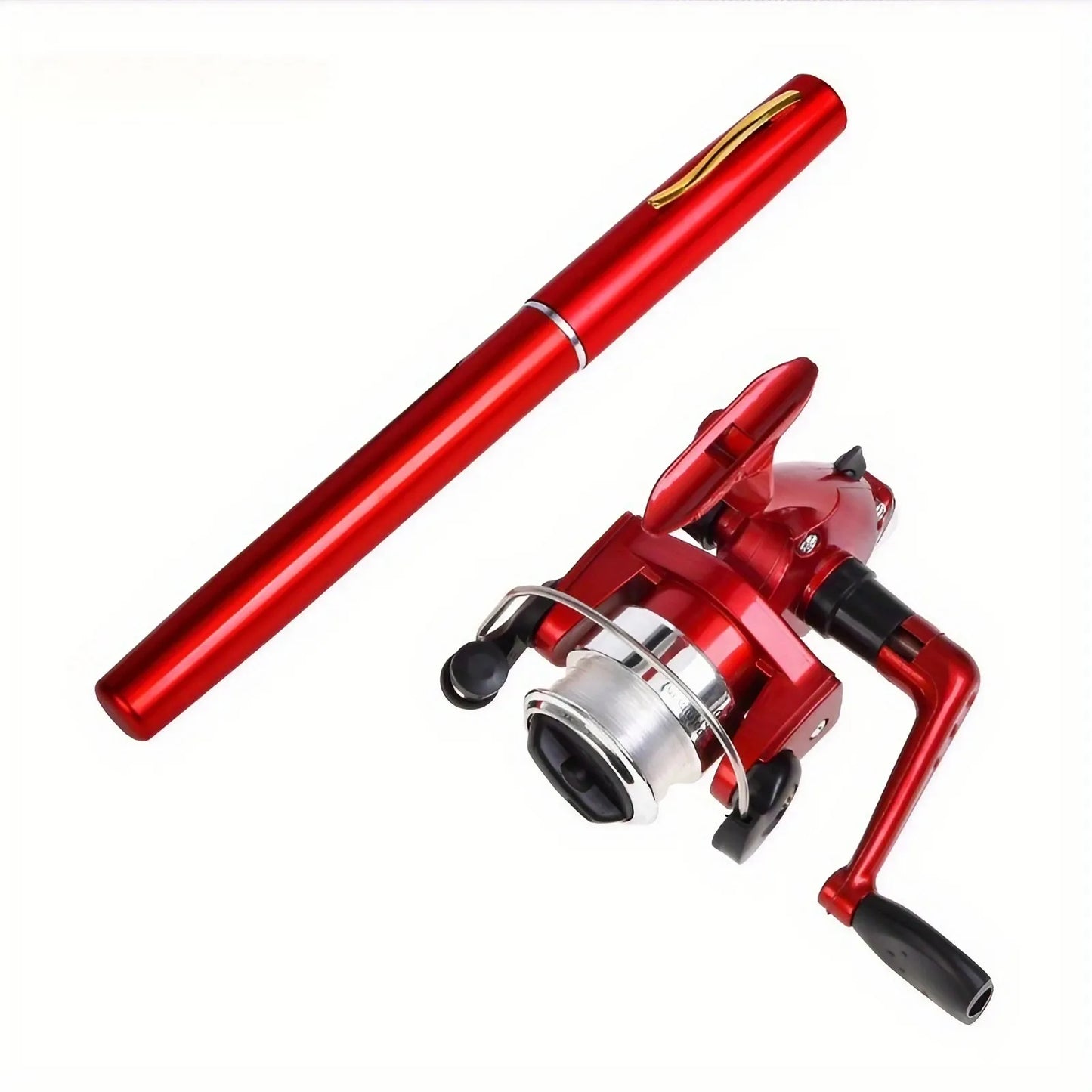 Fishing Set (1 Rod + 1 Wheel) - Pen Shape, Equipped with Spinning Wheel, Mini Portable Fishing Rod