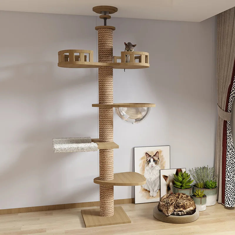 Cats get Floor Solid wood Cat Tree House Climbing Pets Furniture Kitten Trees multi-layer Cat Climbing Indoor boy