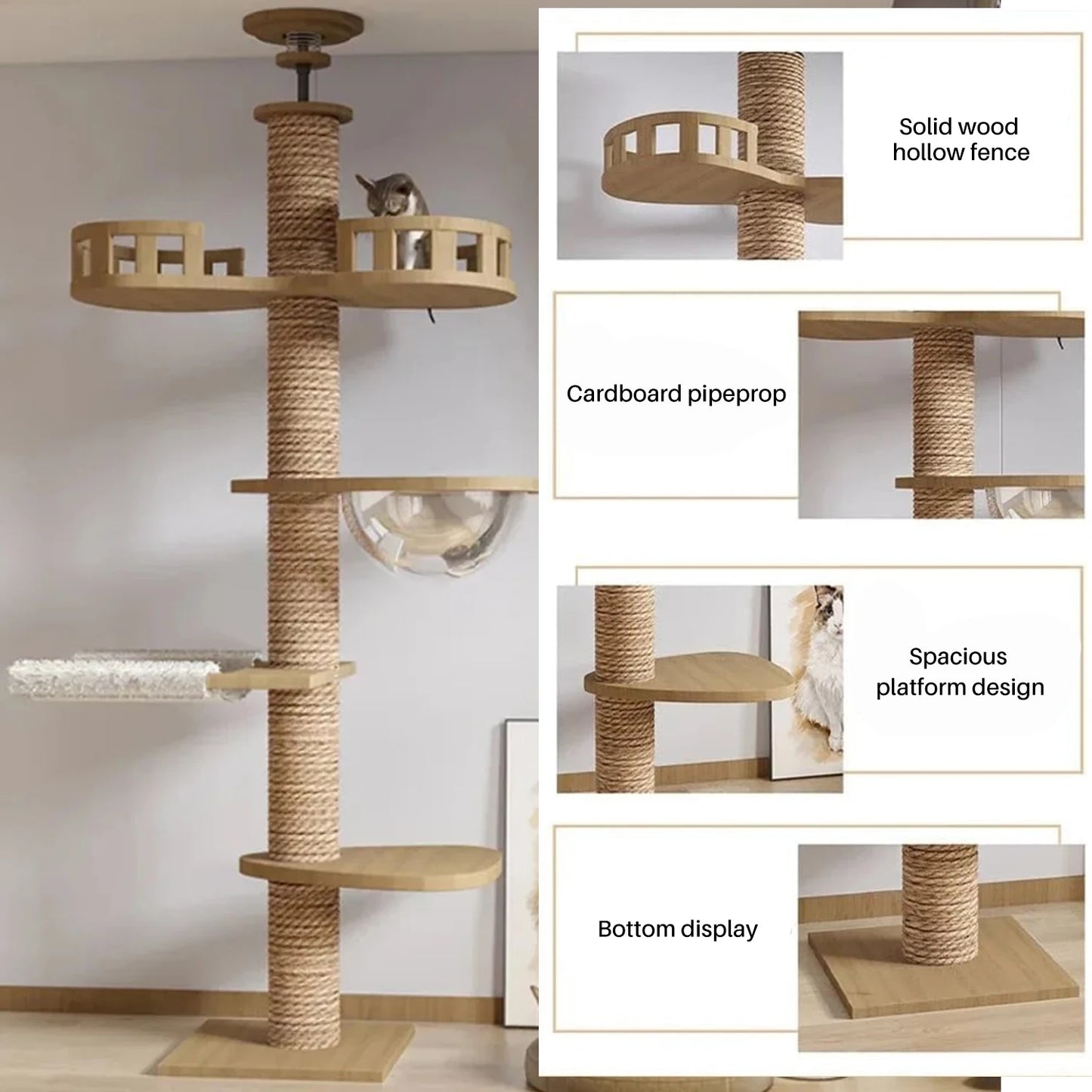 Cats get Floor Solid wood Cat Tree House Climbing Pets Furniture Kitten Trees multi-layer Cat Climbing Indoor boy