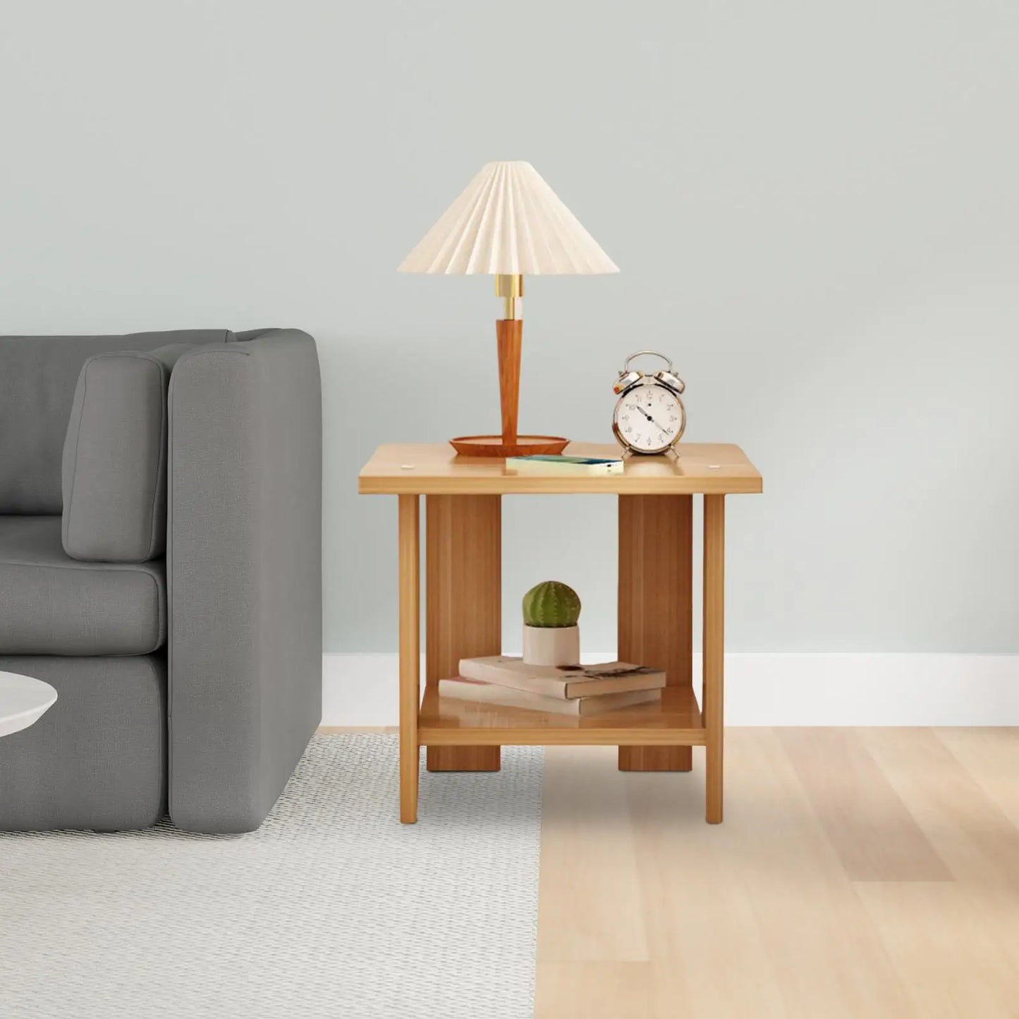 Wooden Double Layers Bedside Rack Simple Tea Table Side Table For Table Sofa Side Table Home Living Room Versatile Modern