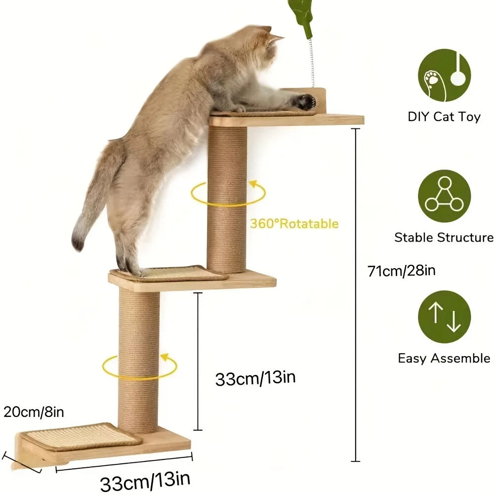 Cats get Floor Solid wood Cat Tree House Climbing Pets Furniture Kitten Trees multi-layer Cat Climbing Indoor boy