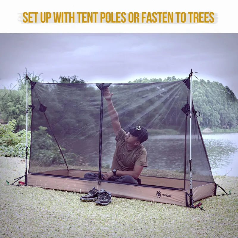 OneTigris Outdoor Mesh Inner Tent 1 person Camping Shelter With Waterproofed Tent Bathtub Floor For Hiking Survivalists Hunting