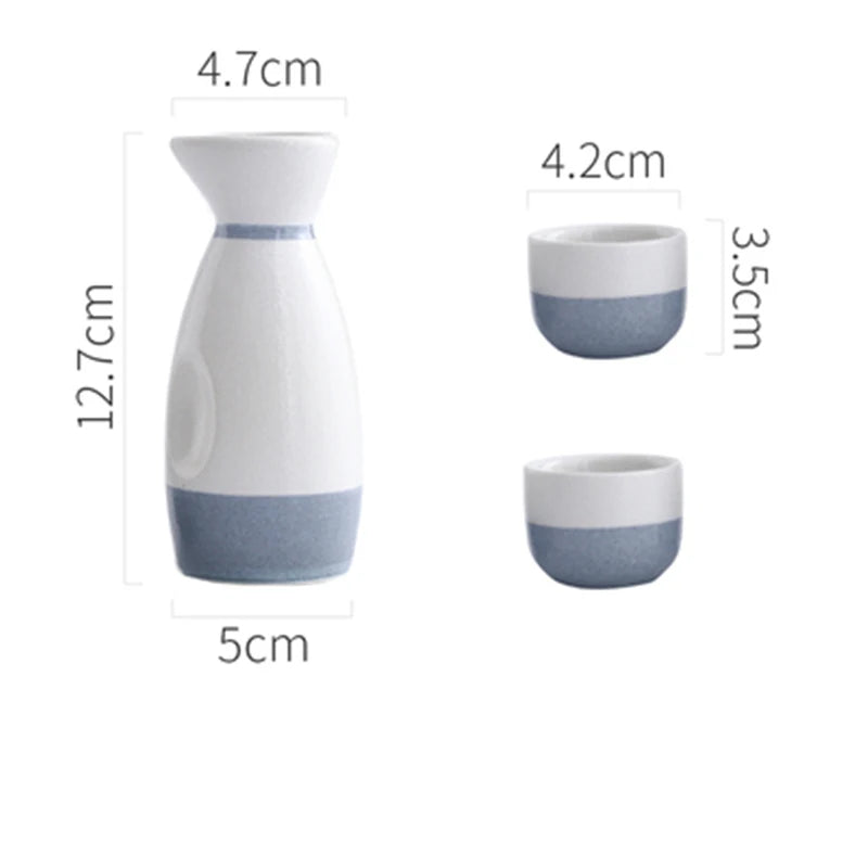 3/5Pcs Vintage Japanese Sake Set Ceramic Flagon Liquor Cup Hip Flasks Home Bar Sake White Wine Pot Creative Drinkware Gifts