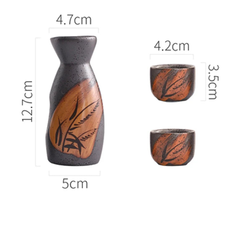3/5Pcs Vintage Japanese Sake Set Ceramic Flagon Liquor Cup Hip Flasks Home Bar Sake White Wine Pot Creative Drinkware Gifts
