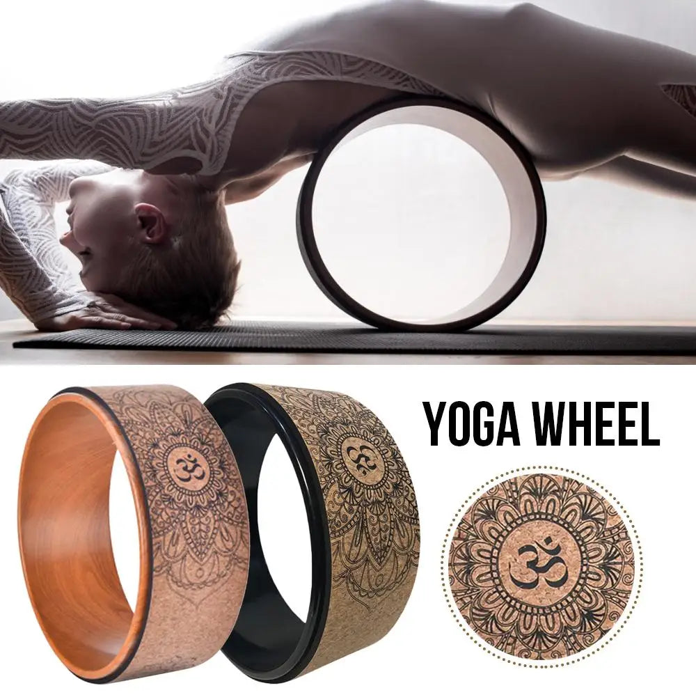 High Quality Natural Cork Yoga Wheel Fitness Wheel Hollow Improve Back Bending Stretch Pilates Circle Yoga Accessories