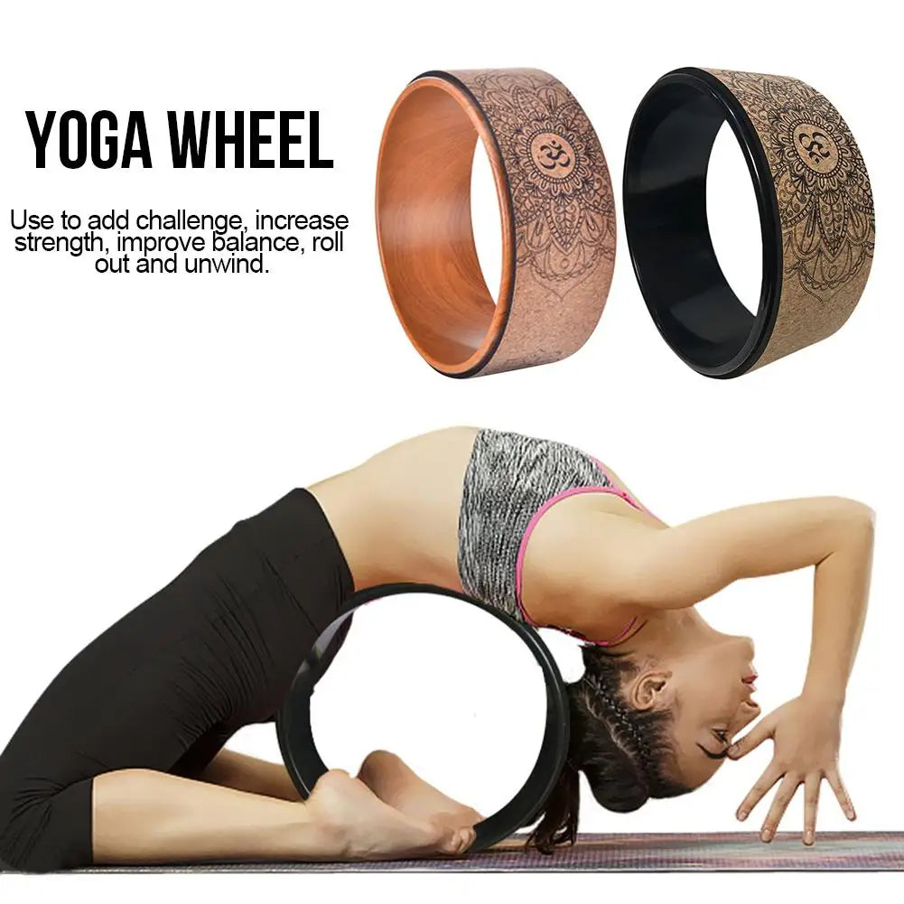 High Quality Natural Cork Yoga Wheel Fitness Wheel Hollow Improve Back Bending Stretch Pilates Circle Yoga Accessories