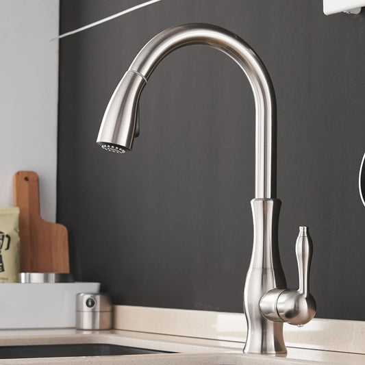 Kitchen Faucets Black Single Handle Pull Out Kitchen Tap Single Hole Handle Swivel 360 Degree Water Mixer Tap Mixer Tap 866011