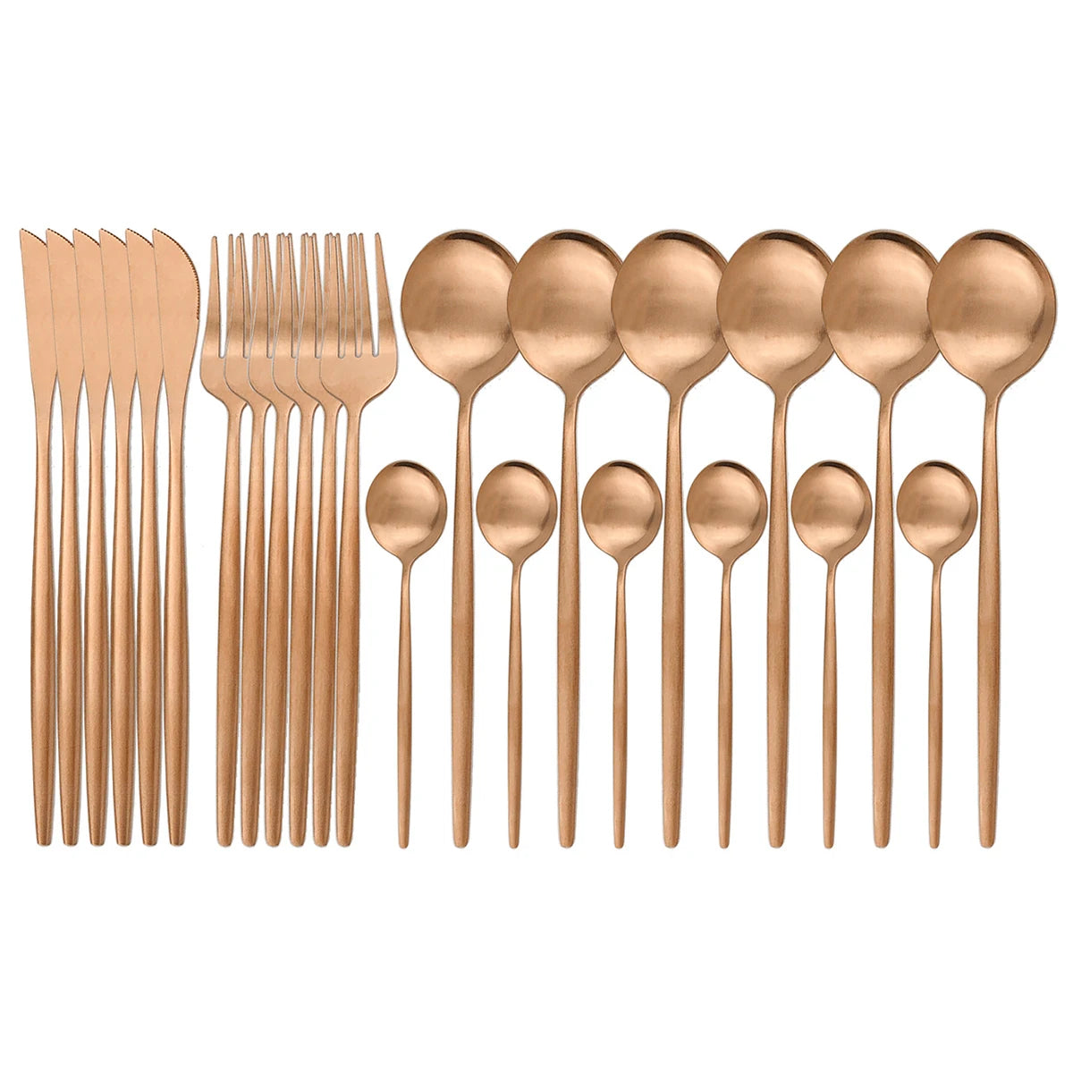 JANKNG 24Pcs Gold Dinnerware Set Stainless Steel Cutlery Set  Flatware Set Matte Black Knife Fork Spoon Silverware Tableware Set