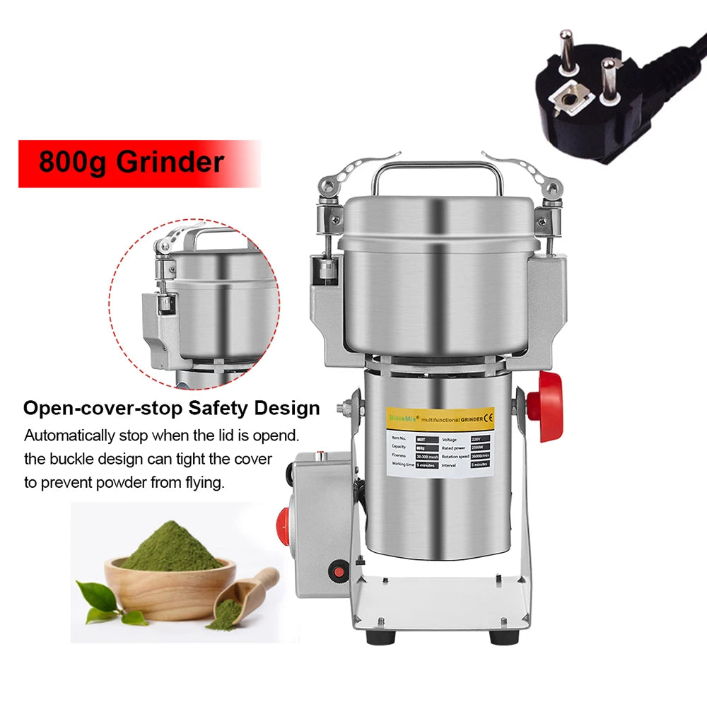 BioloMix Dry Food Grinder Mill 800g 700g - Grain Spice Herb Cereal Coffee Grinder Gristmill for Flour Powder Crushing